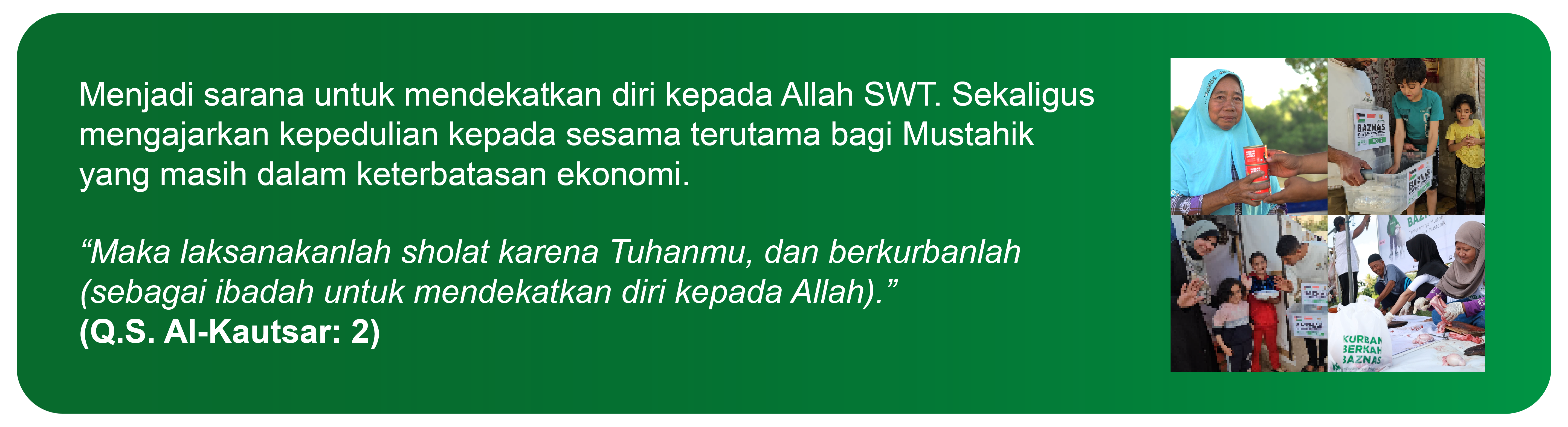 Hikmah Berkurban 1 : Menjadi sarana untuk mendekatkan diri kepada Allah SWT. Sekaligus mengajarkan kepedulian kepada sesama terutama bagi mereka yang masih dalam keterbatasan ekonomi.